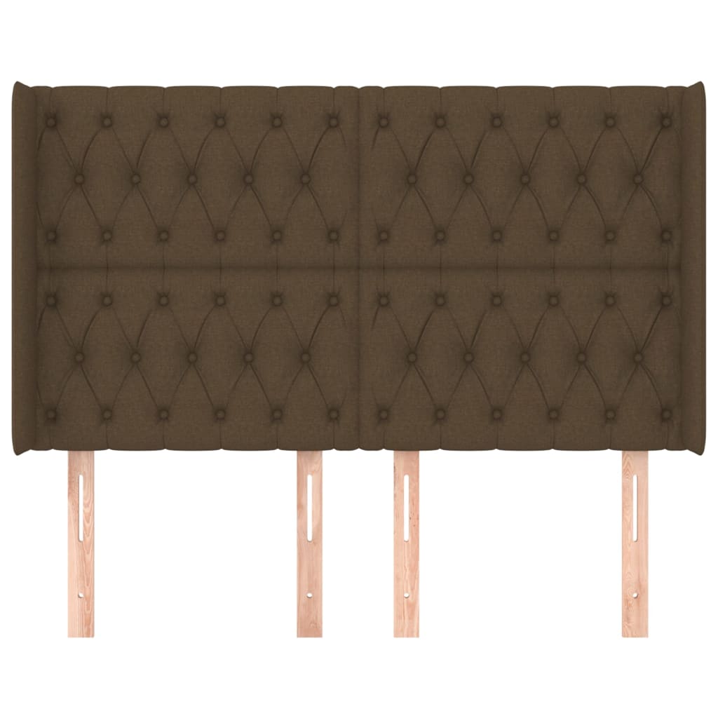vidaXL Tăblie de pat cu aripioare maro închis 147x16x118/128 cm textil
