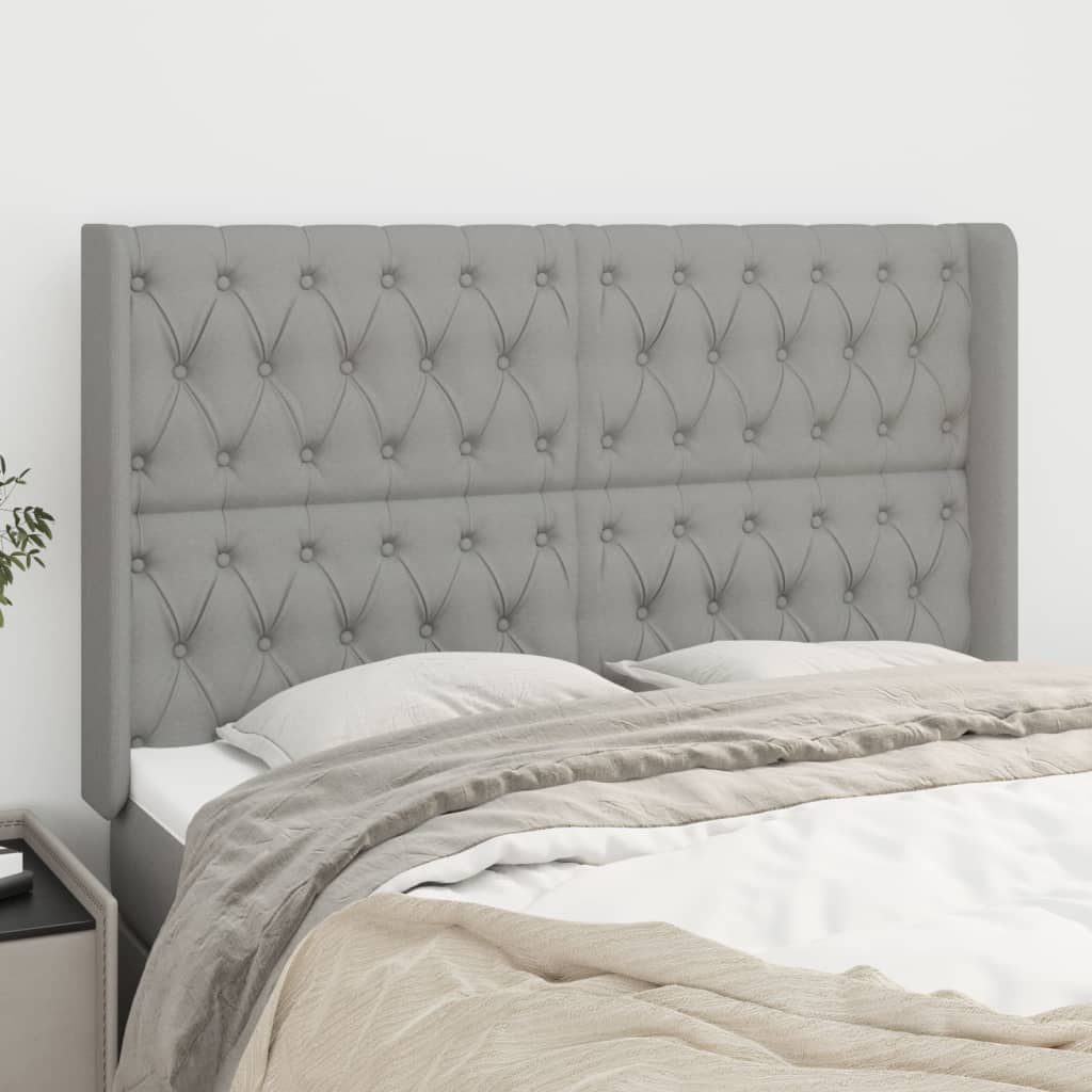 vidaXL Tăblie de pat cu aripioare gri deschis 163x16x118/128 cm textil vidaXL Tăblie de pat cu aripioare gri deschis 163x16x118/128 cm textil