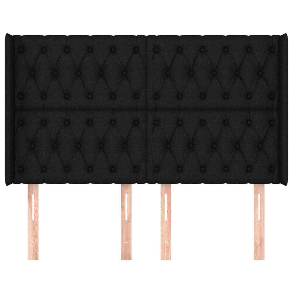 vidaXL Tăblie de pat cu aripioare, negru, 163x16x118/128 cm, textil