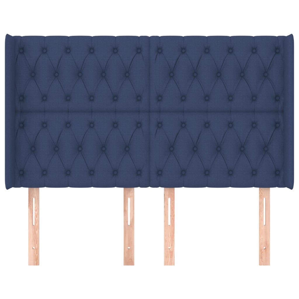 vidaXL Tăblie de pat cu aripioare, albastru, 163x16x118/128 cm, textil