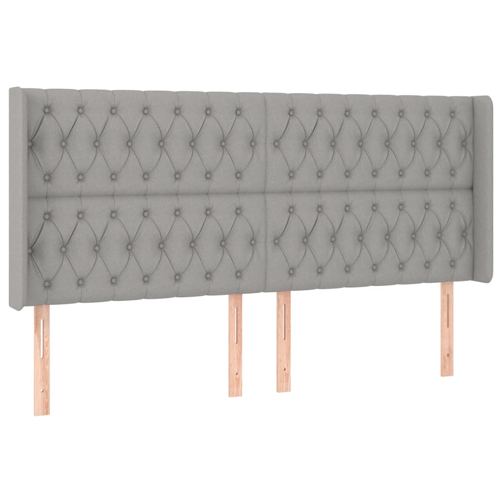 vidaXL Tăblie de pat cu aripioare gri deschis 183x16x118/128 cm textil vidaXL Tăblie de pat cu aripioare gri deschis 183x16x118/128 cm textil