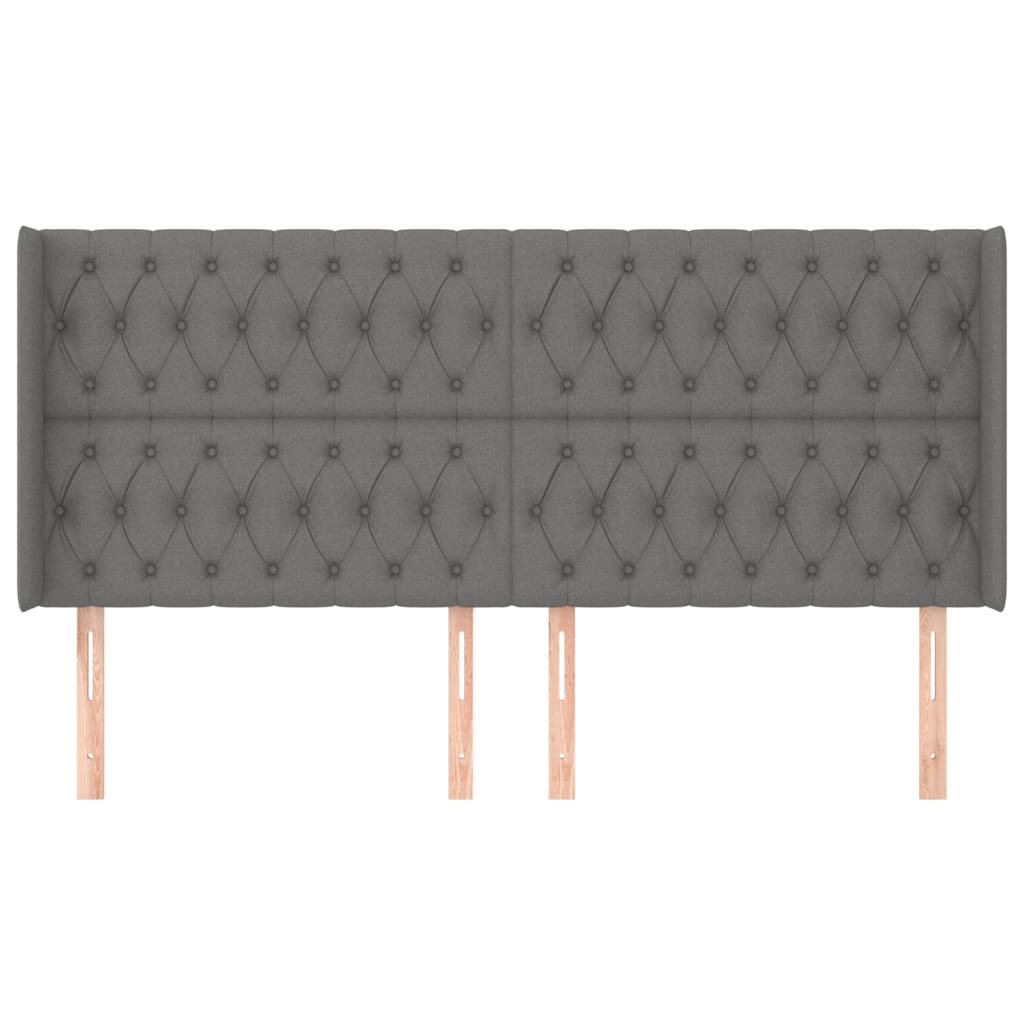 vidaXL Tăblie de pat cu aripioare gri închis 183x16x118/128 cm textil vidaXL Tăblie de pat cu aripioare gri închis 183x16x118/128 cm textil