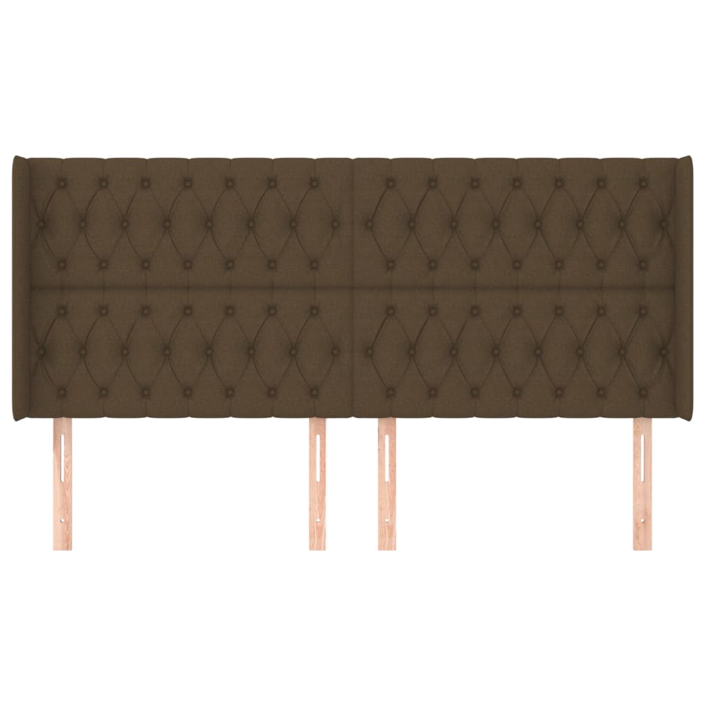 vidaXL Tăblie de pat cu aripioare maro închis 183x16x118/128 cm textil vidaXL Tăblie de pat cu aripioare maro închis 183x16x118/128 cm textil