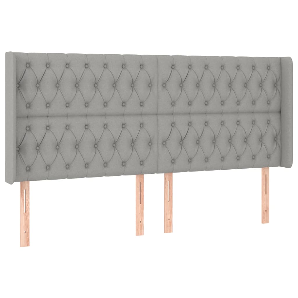 vidaXL Tăblie de pat cu aripioare gri deschis 203x16x118/128 cm textil vidaXL Tăblie de pat cu aripioare gri deschis 203x16x118/128 cm textil