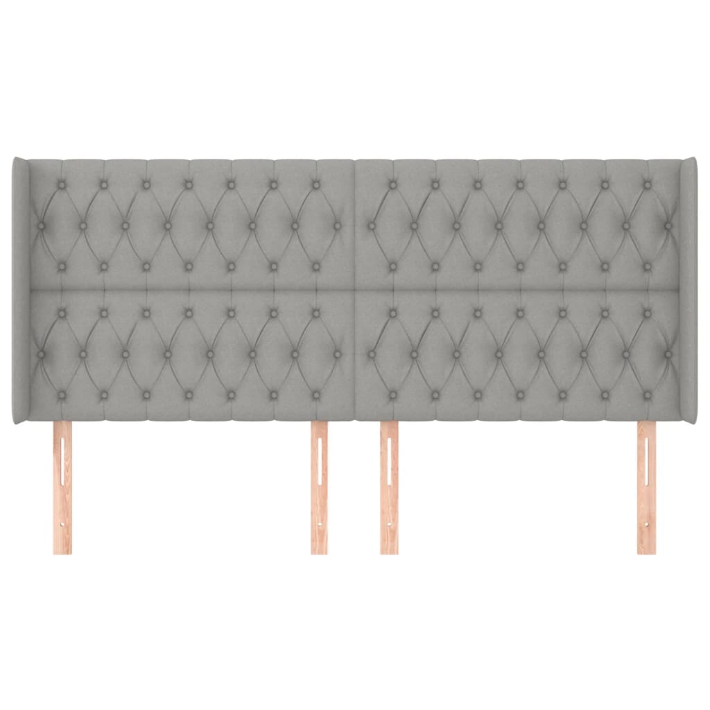 vidaXL Tăblie de pat cu aripioare gri deschis 203x16x118/128 cm textil vidaXL Tăblie de pat cu aripioare gri deschis 203x16x118/128 cm textil