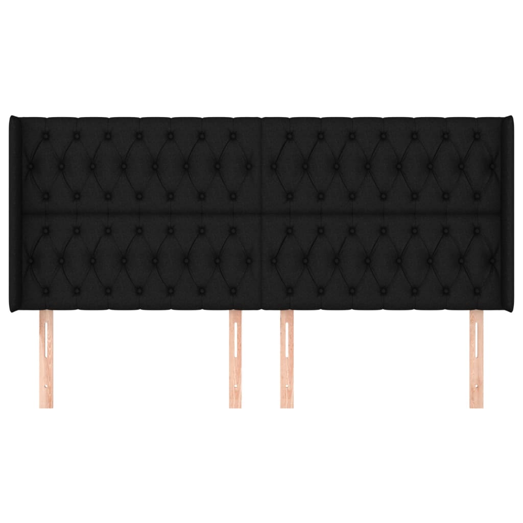 vidaXL Tăblie de pat cu aripioare, negru, 203x16x118/128 cm, textil