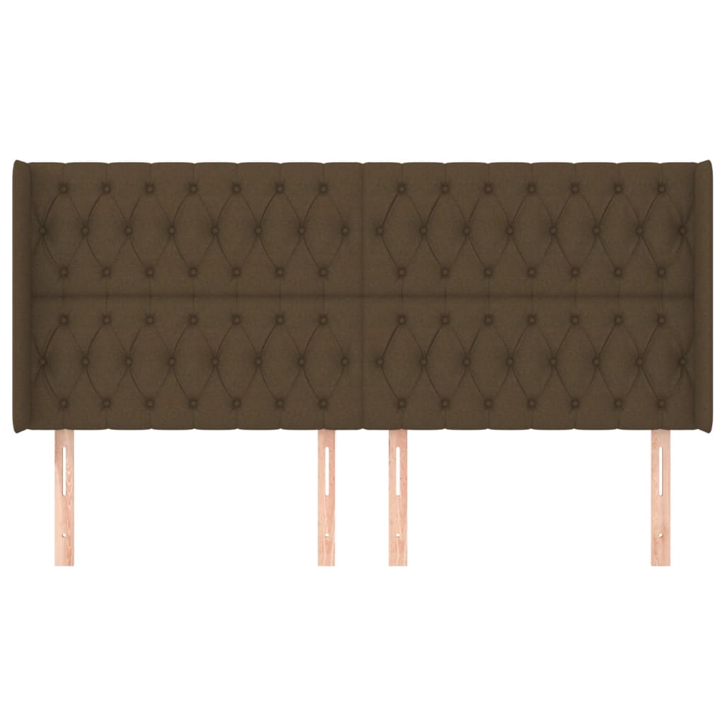 vidaXL Tăblie de pat cu aripioare maro închis 203x16x118/128 cm textil