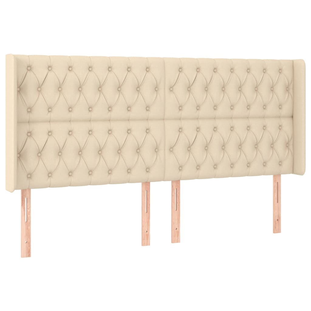 vidaXL Tăblie de pat cu aripioare, crem, 203x16x118/128 cm, textil