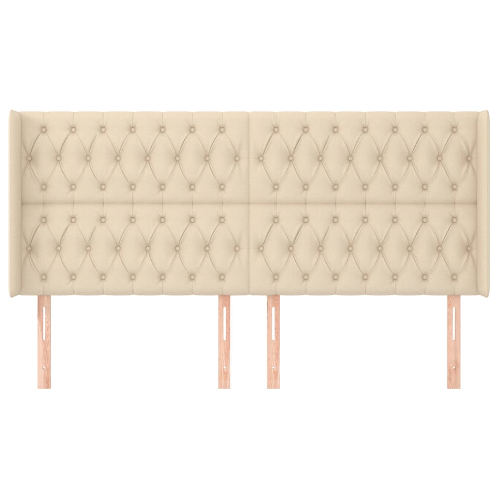 vidaXL Tăblie de pat cu aripioare, crem, 203x16x118/128 cm, textil