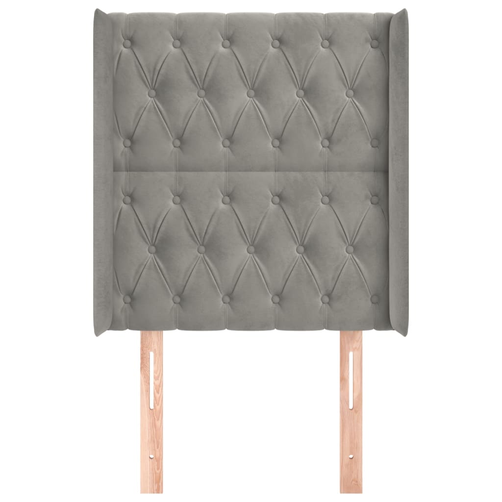 vidaXL Tăblie de pat cu aripioare gri deschis 83x16x118/128 cm catifea