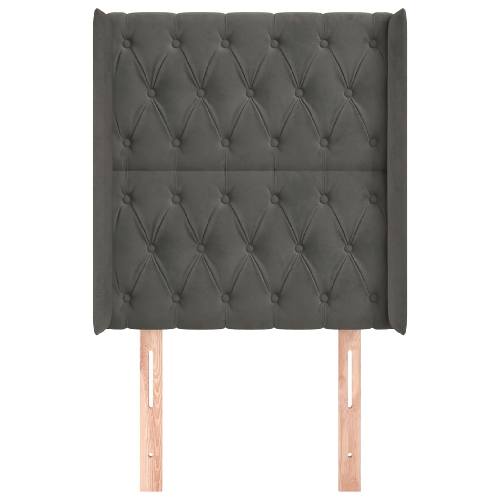 vidaXL Tăblie de pat cu aripioare gri închis 83x16x118/128 cm catifea