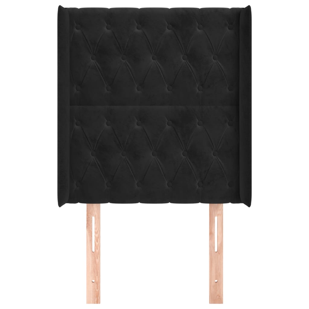 vidaXL Tăblie de pat cu aripioare, negru, 83x16x118/128 cm, catifea vidaXL Tăblie de pat cu aripioare, negru, 83x16x118/128 cm, catifea