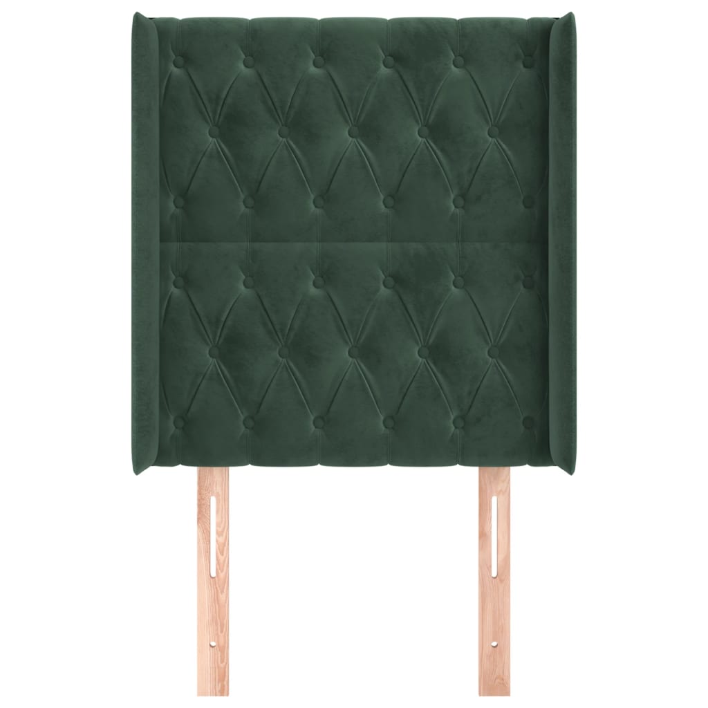 vidaXL Tăblie pat cu aripioare verde închis 83x16x118/128 cm catifea vidaXL Tăblie pat cu aripioare verde închis 83x16x118/128 cm catifea