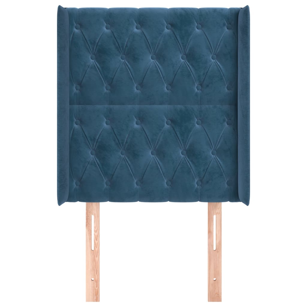 vidaXL Tăblie pat cu aripioare albastru închis 83x16x118/128cm catifea