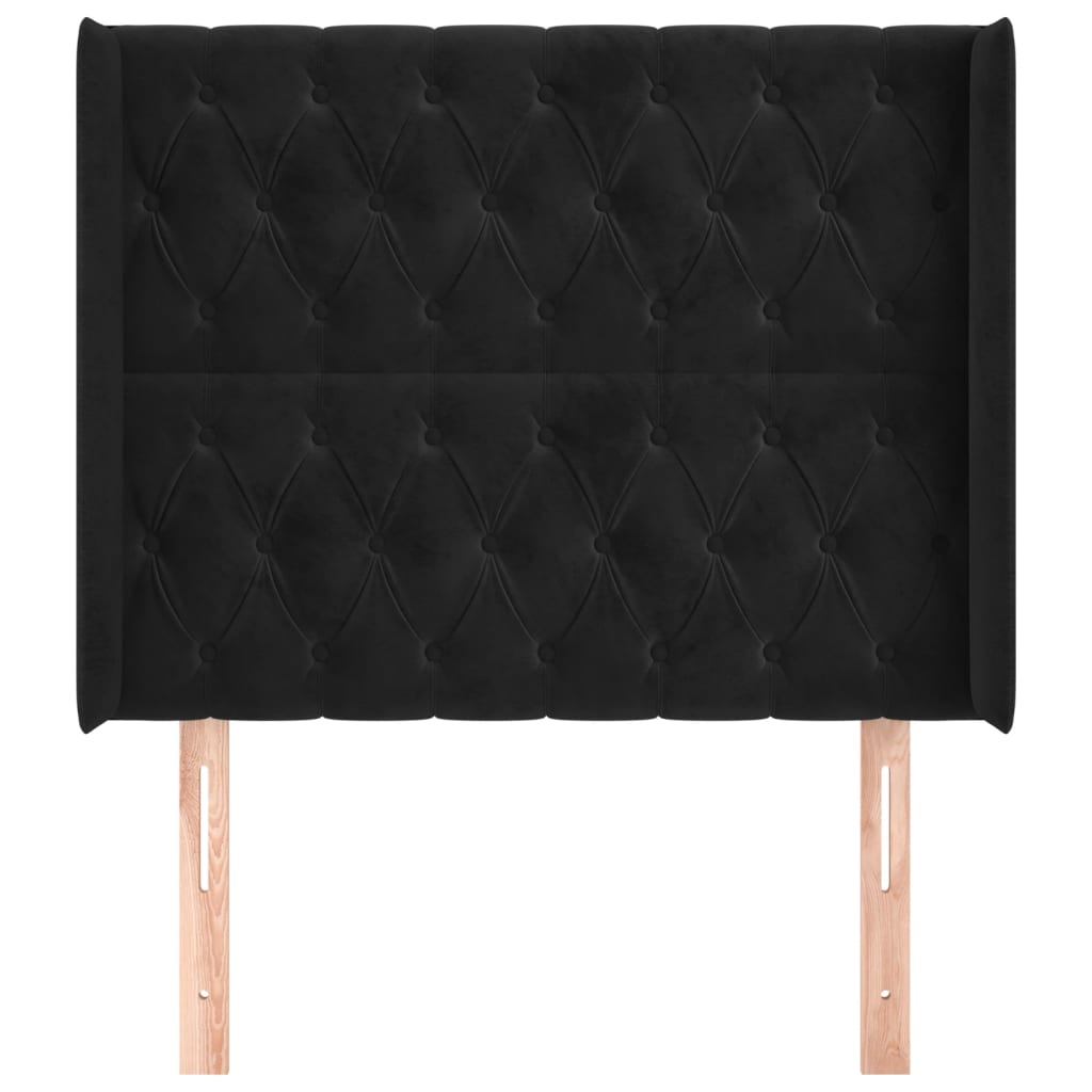 vidaXL Tăblie de pat cu aripioare, negru, 93x16x118/128 cm, catifea