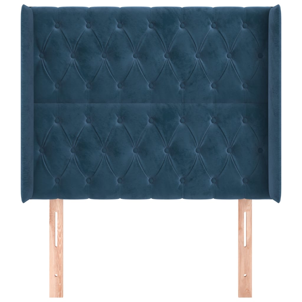 vidaXL Tăblie pat cu aripioare albastru închis 93x16x118/128cm catifea