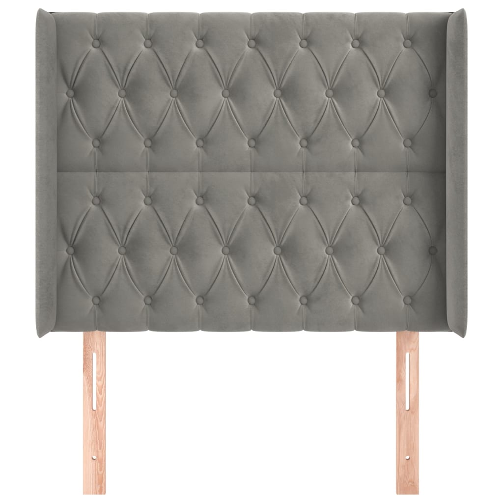 vidaXL Tăblie de pat cu aripioare gri deschis 103x16x118/128cm catifea