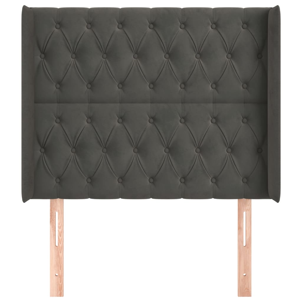 vidaXL Tăblie de pat cu aripioare gri închis 103x16x118/128 cm catifea