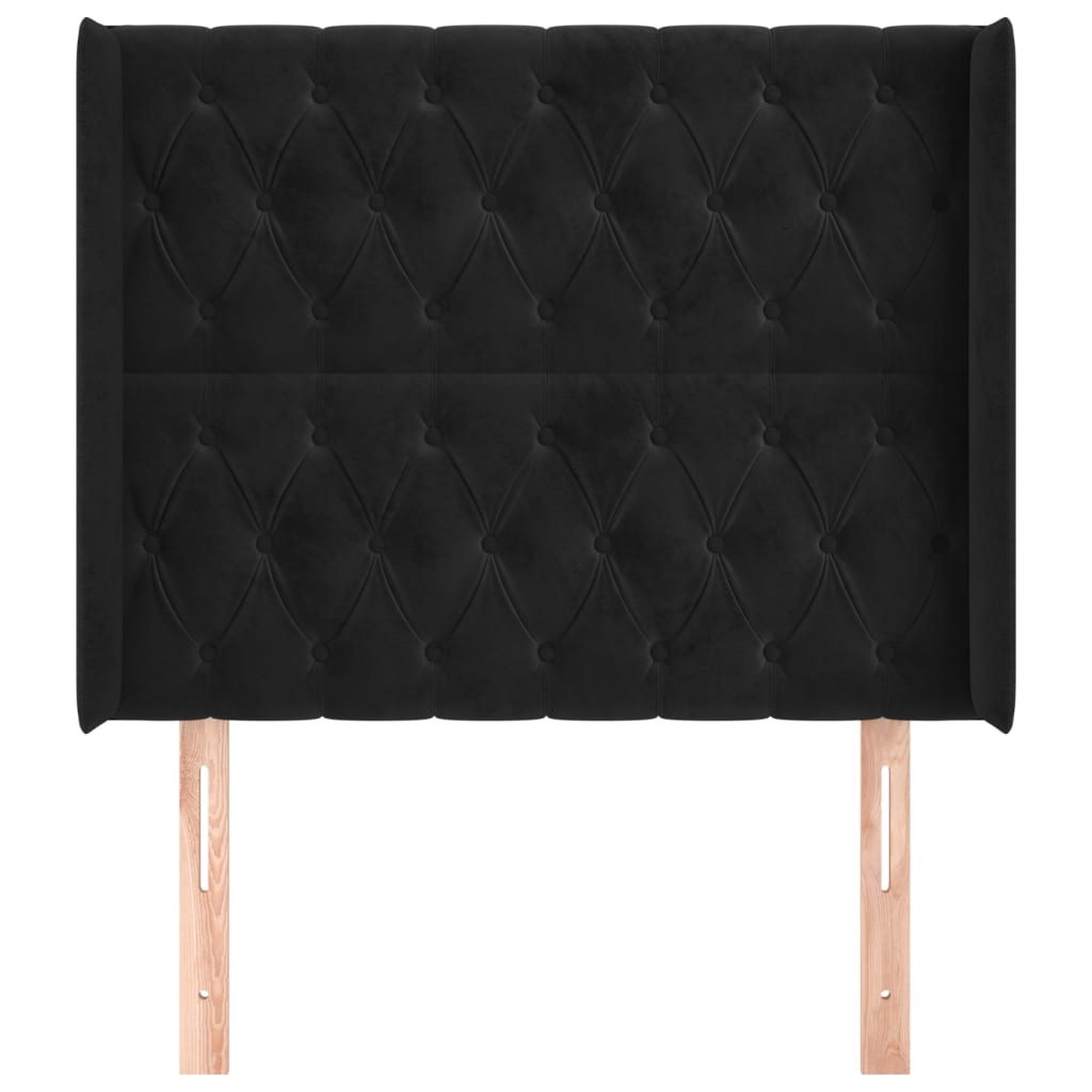 vidaXL Tăblie de pat cu aripioare, negru, 103x16x118/128 cm, catifea