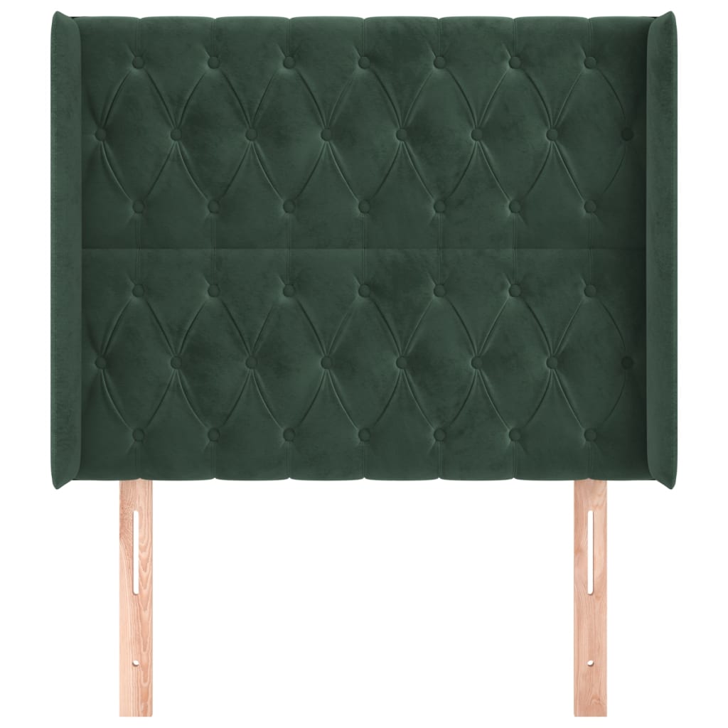 vidaXL Tăblie pat cu aripioare verde închis 103x16x118/128 cm catifea vidaXL Tăblie pat cu aripioare verde închis 103x16x118/128 cm catifea