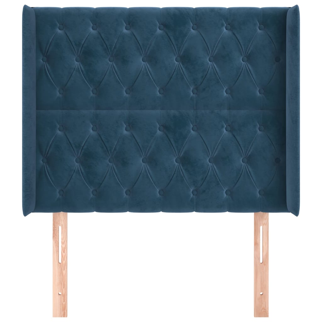 vidaXL Tăblie pat cu urechi albastru închis 103x16x118/128 cm catifea vidaXL Tăblie pat cu urechi albastru închis 103x16x118/128 cm catifea