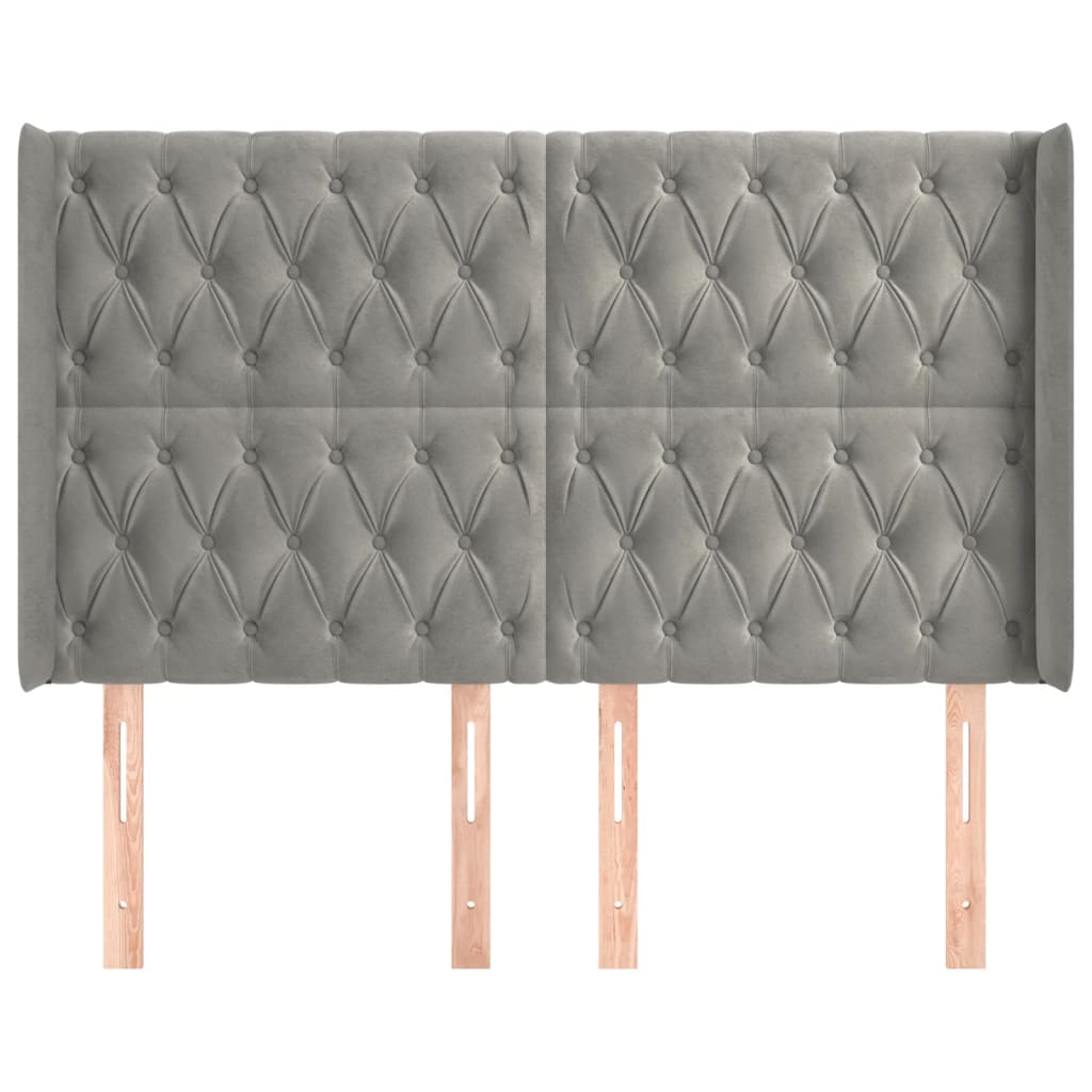 vidaXL Tăblie de pat cu aripioare gri deschis 163x16x118/128cm catifea