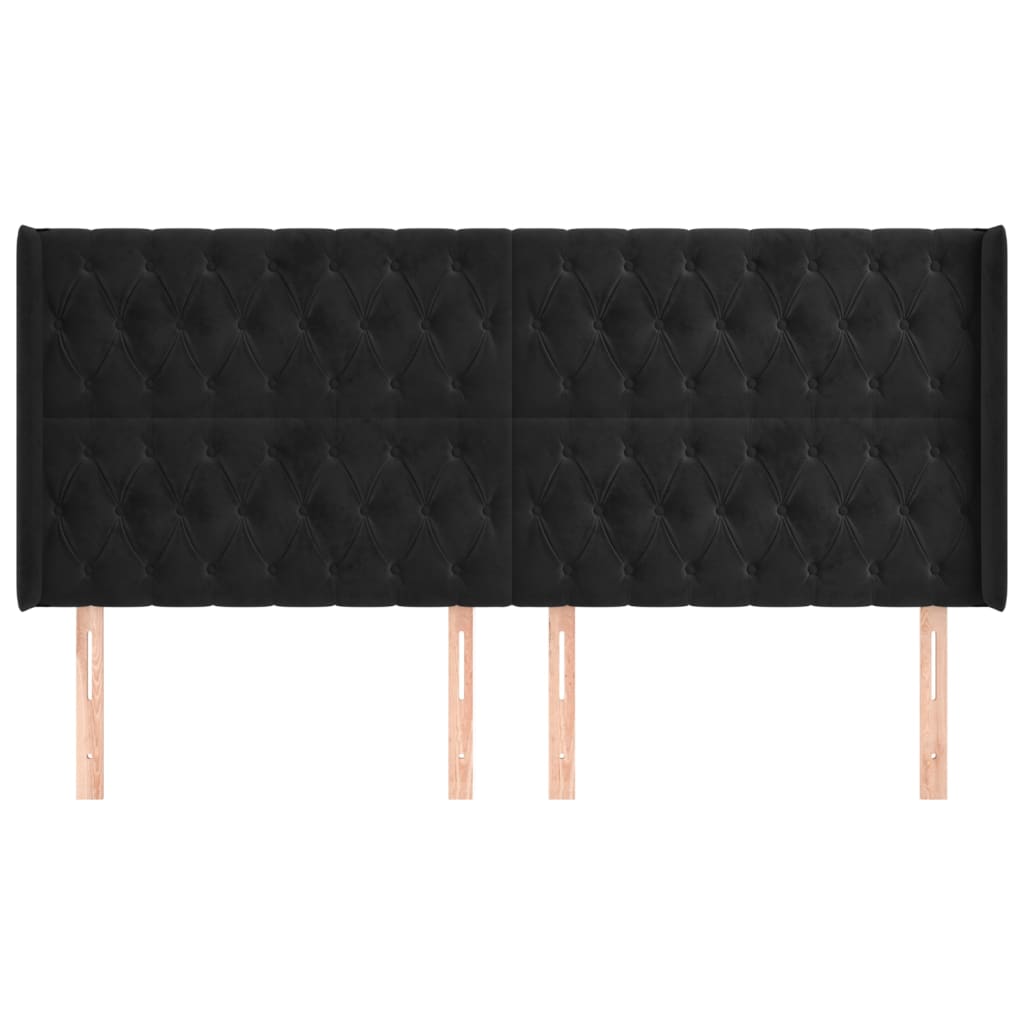 vidaXL Tăblie de pat cu aripioare, negru, 183x16x118/128 cm, catifea