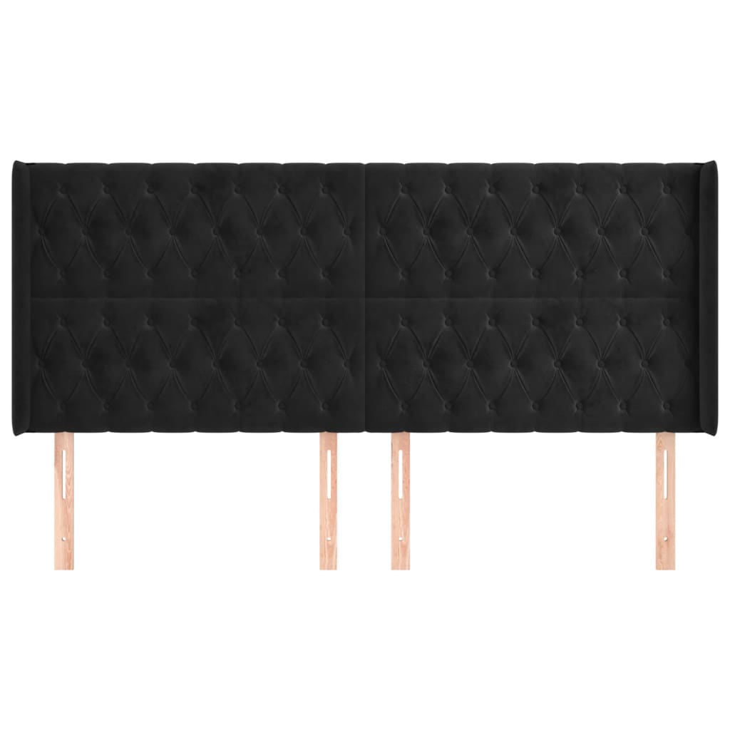 vidaXL Tăblie de pat cu aripioare, negru, 203x16x118/128 cm, catifea