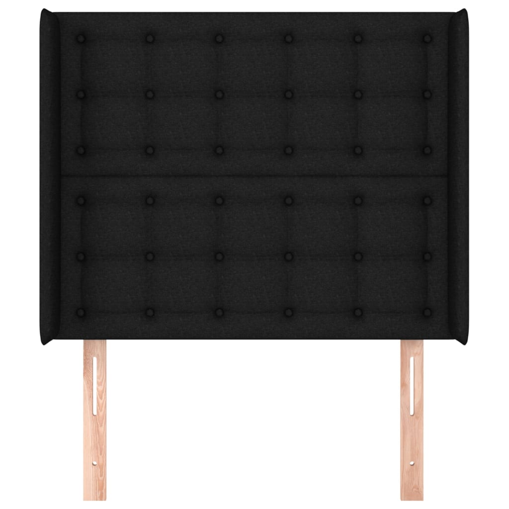vidaXL Tăblie de pat cu aripioare, negru, 83x16x118/128 cm, textil vidaXL Tăblie de pat cu aripioare, negru, 83x16x118/128 cm, textil