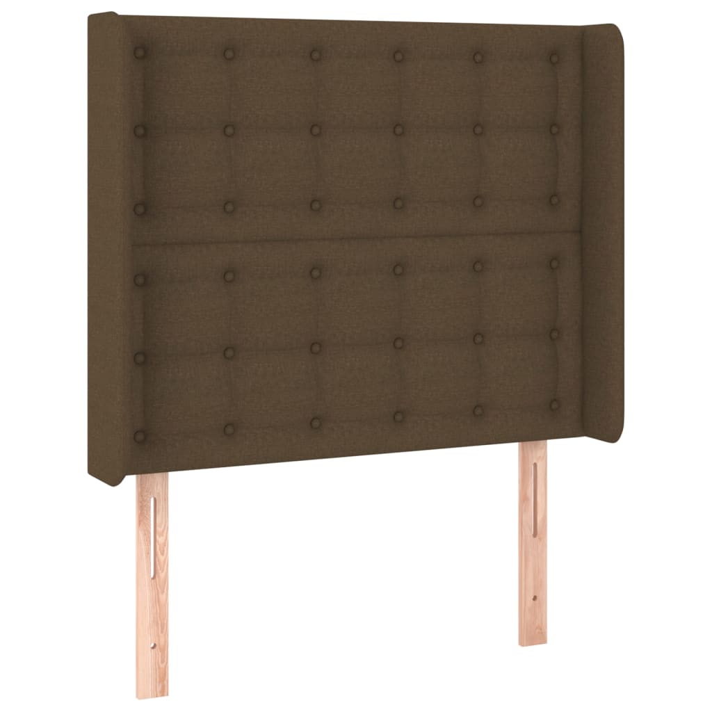 vidaXL Tăblie de pat cu aripioare maro închis 83x16x118/128 cm textil