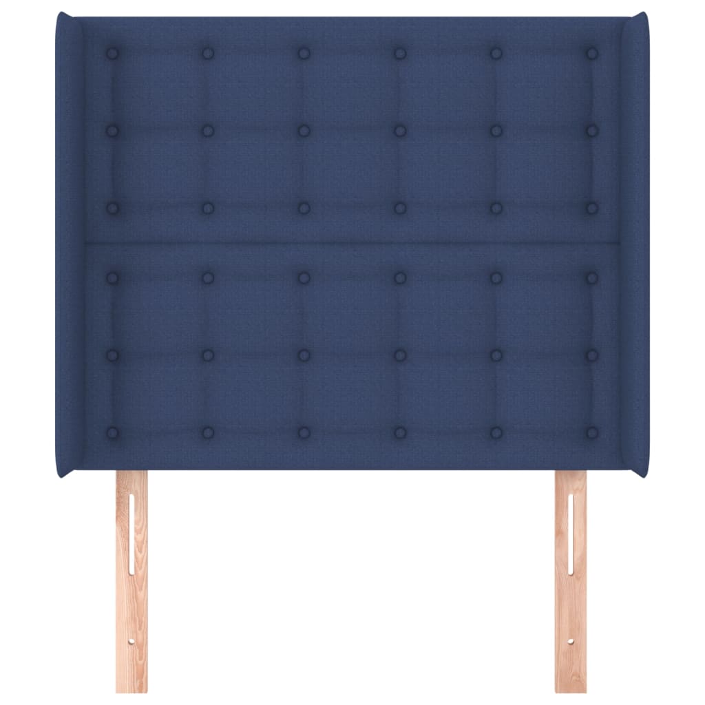 vidaXL Tăblie de pat cu aripioare, albastru, 83x16x118/128 cm, textil vidaXL Tăblie de pat cu aripioare, albastru, 83x16x118/128 cm, textil