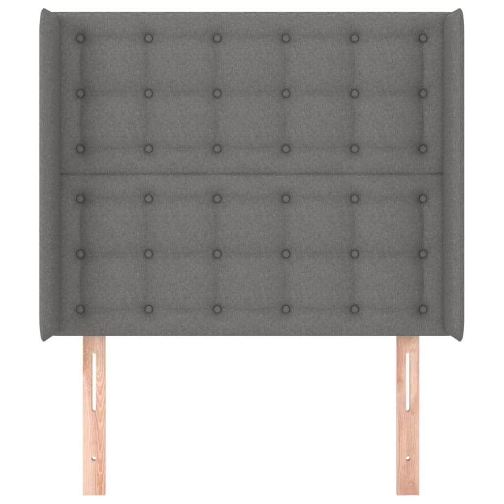 vidaXL Tăblie de pat cu aripioare gri închis 93x16x118/128 cm textil