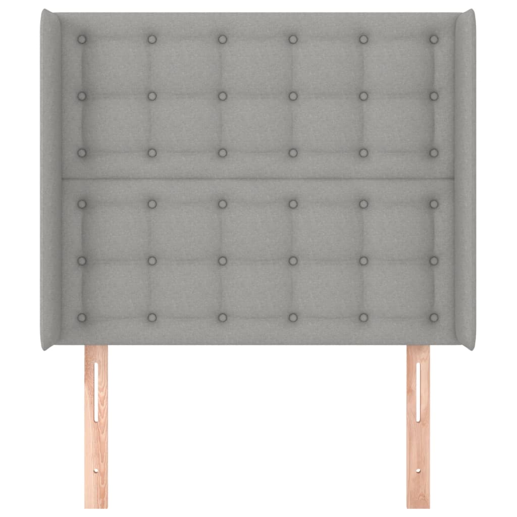 vidaXL Tăblie de pat cu aripioare gri deschis 103x16x118/128 cm textil
