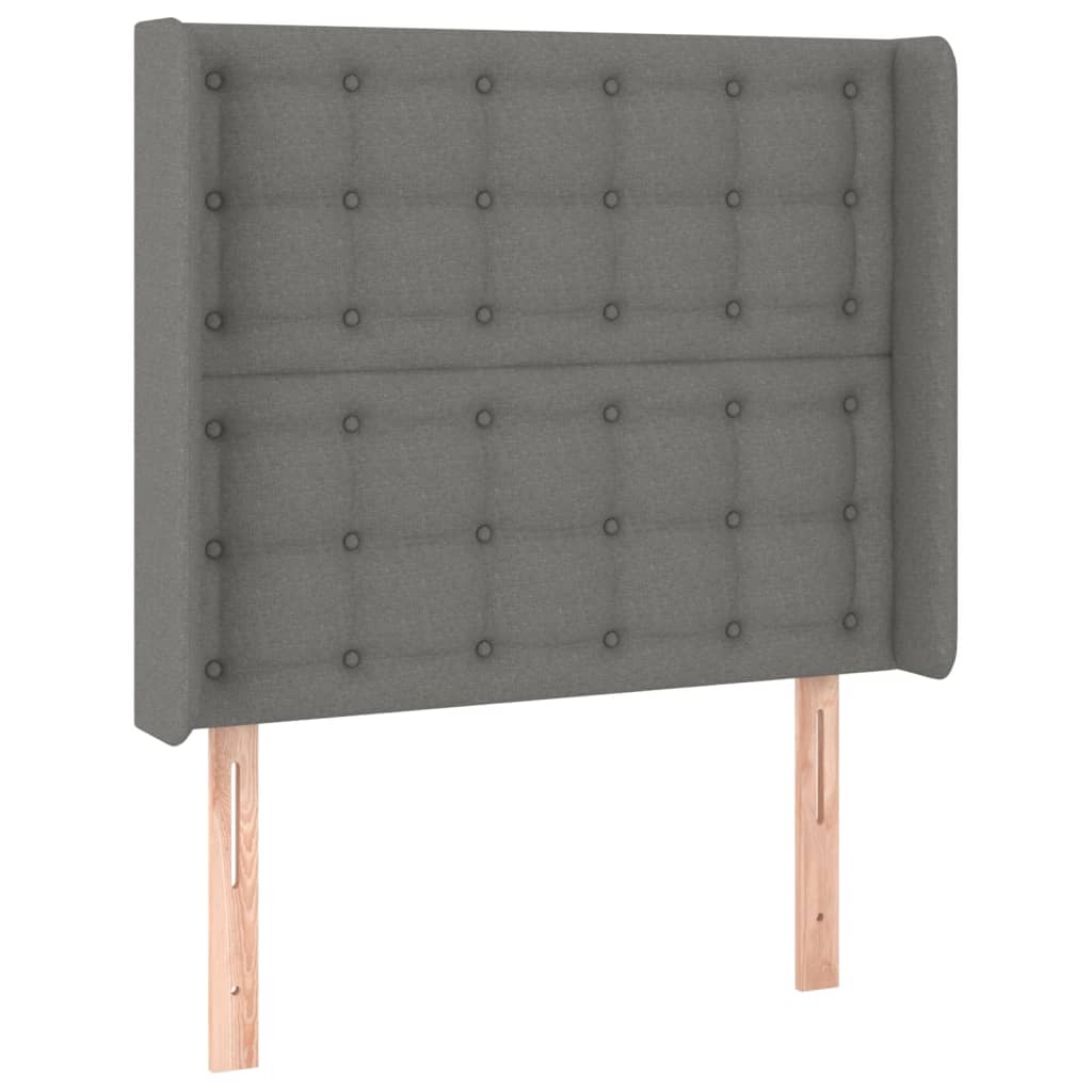 vidaXL Tăblie de pat cu aripioare gri închis 103x16x118/128 cm textil