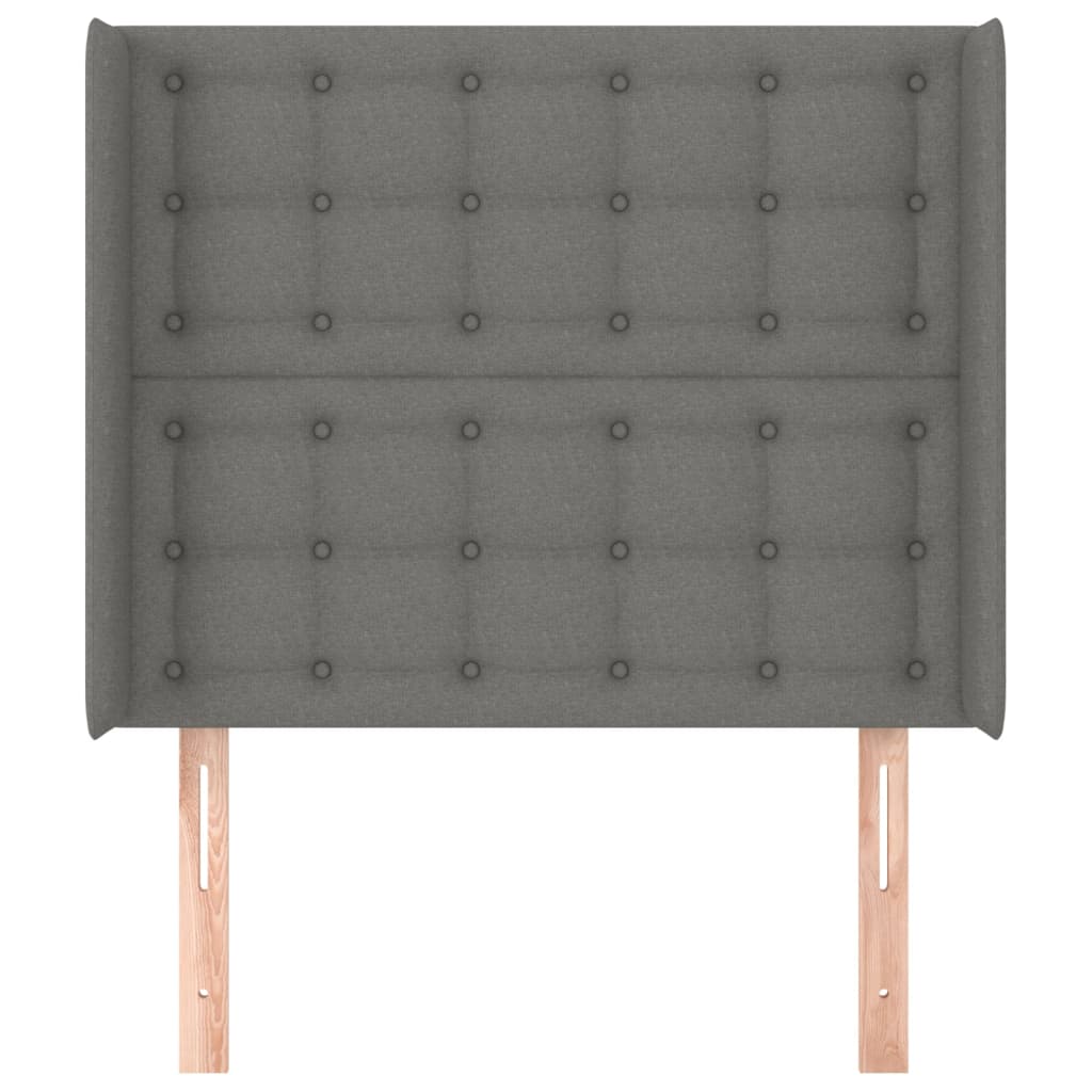 vidaXL Tăblie de pat cu aripioare gri închis 103x16x118/128 cm textil