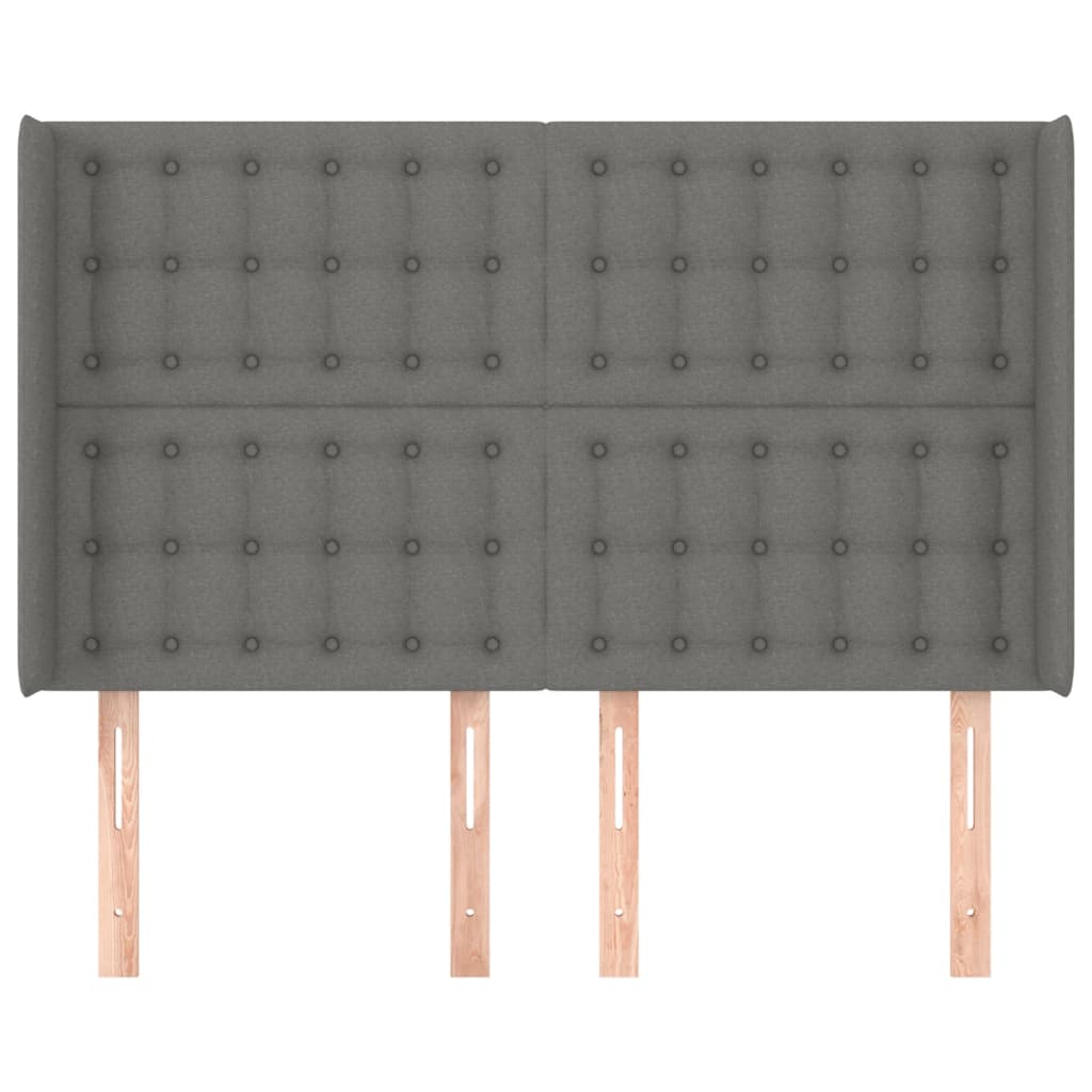 vidaXL Tăblie de pat cu aripioare gri închis 147x16x118/128 cm textil