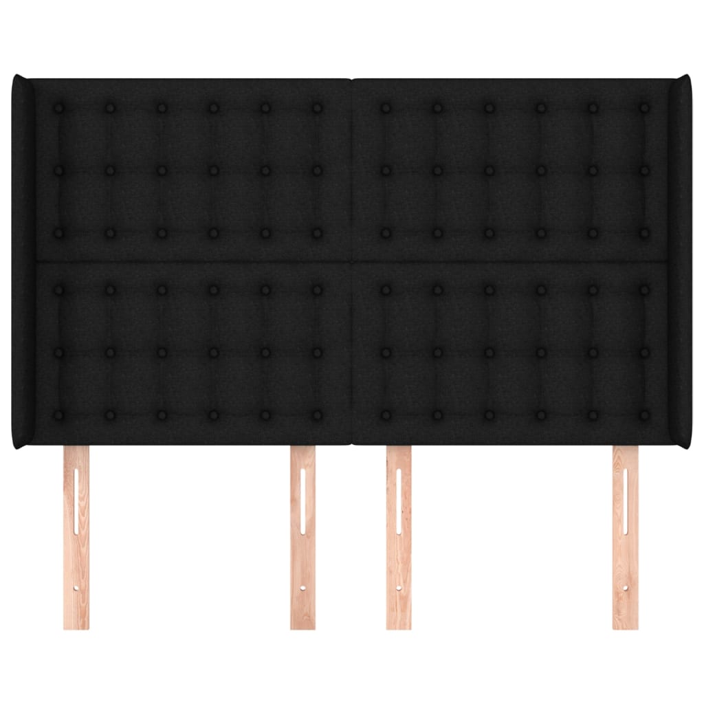 vidaXL Tăblie de pat cu aripioare, negru, 147x16x118/128 cm, textil