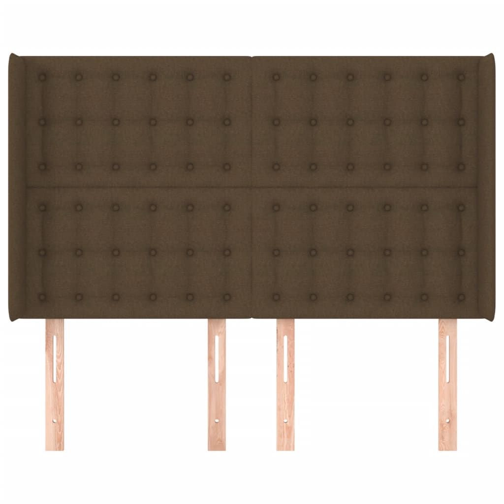 vidaXL Tăblie de pat cu aripioare maro închis 147x16x118/128 cm textil