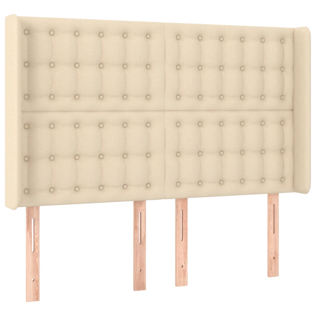 vidaXL Tăblie de pat cu aripioare, crem, 147x16x118/128 cm, textil