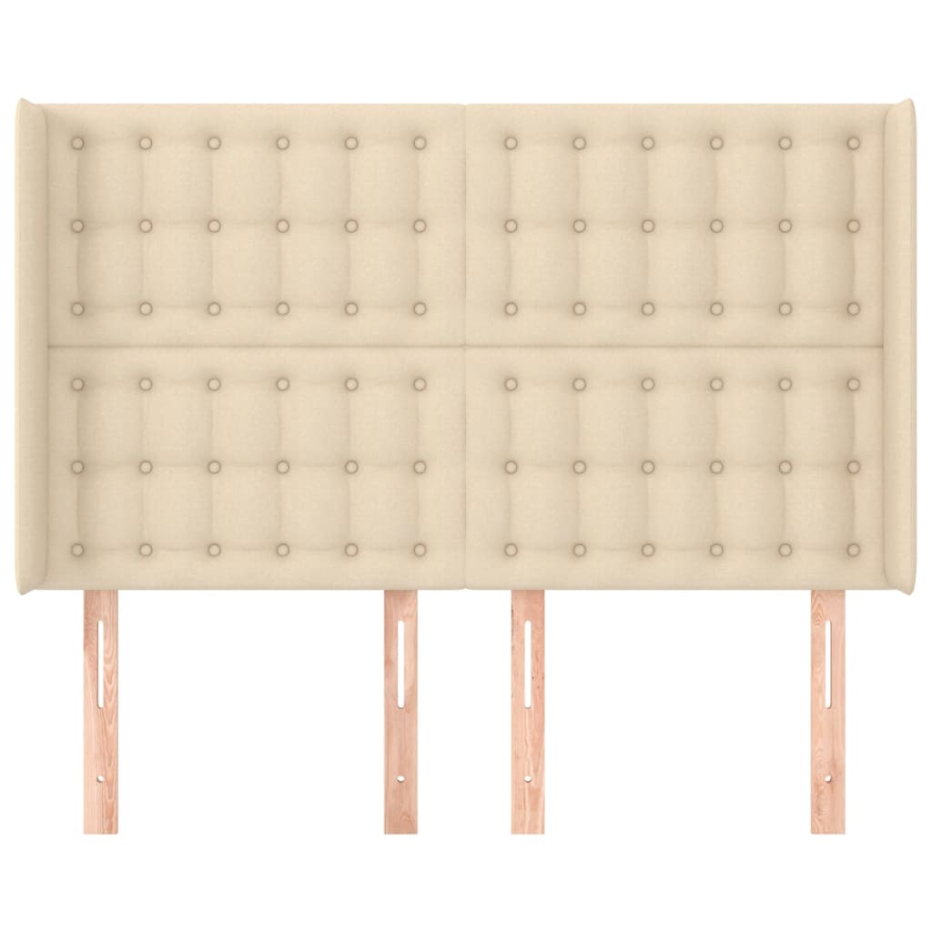 vidaXL Tăblie de pat cu aripioare, crem, 147x16x118/128 cm, textil
