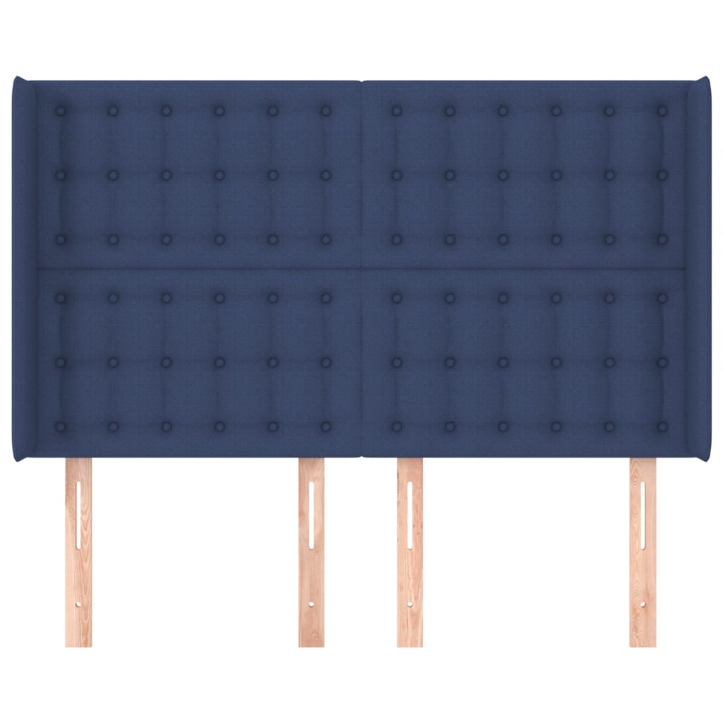 vidaXL Tăblie de pat cu aripioare, albastru, 147x16x118/128 cm, textil