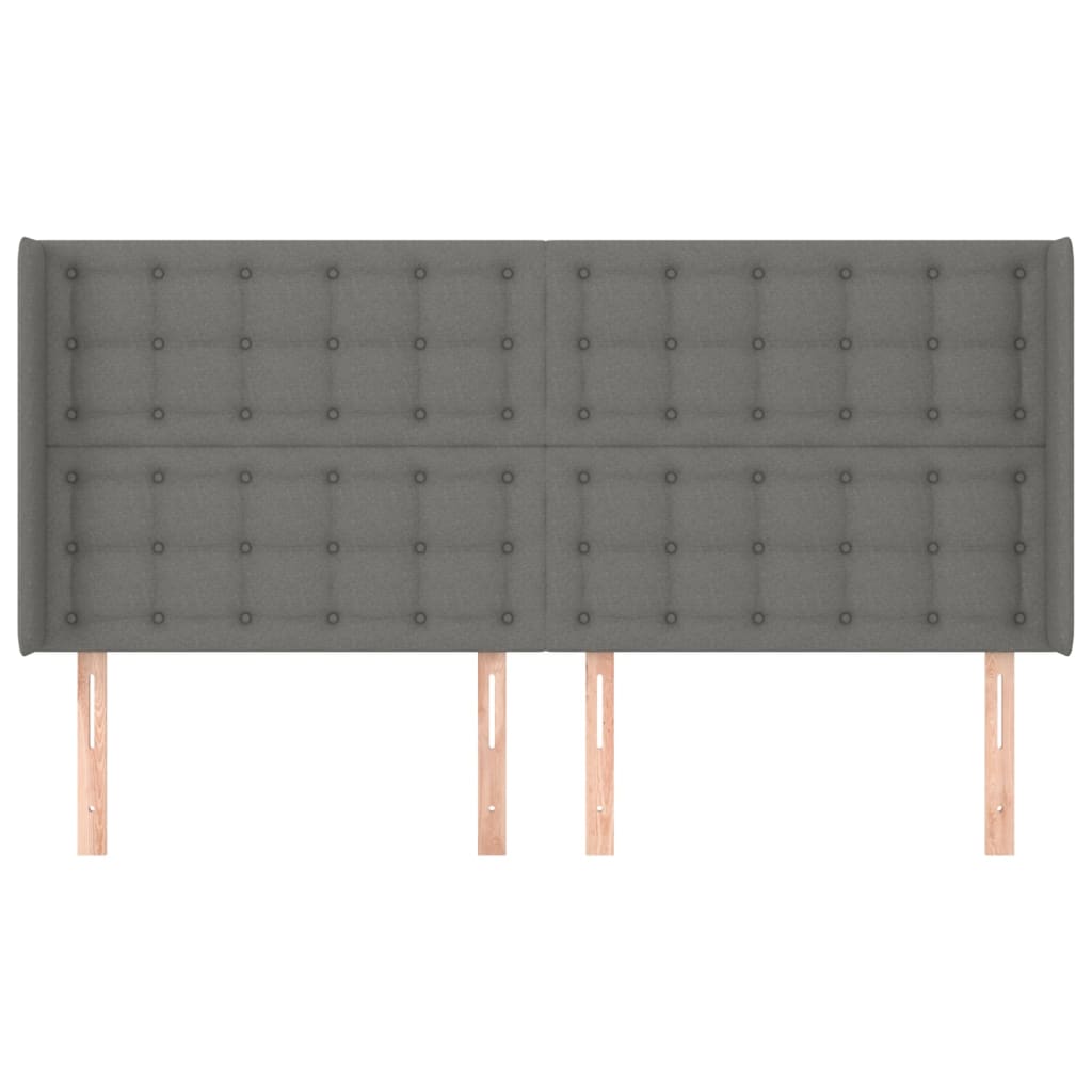 vidaXL Tăblie de pat cu aripioare gri închis 163x16x118/128 cm textil vidaXL Tăblie de pat cu aripioare gri închis 163x16x118/128 cm textil