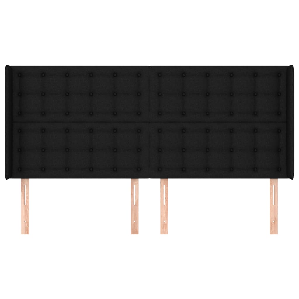 vidaXL Tăblie de pat cu aripioare, negru, 163x16x118/128 cm, textil