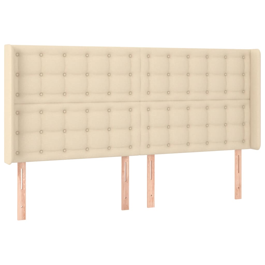 vidaXL Tăblie de pat cu aripioare, crem, 163x16x118/128 cm, textil