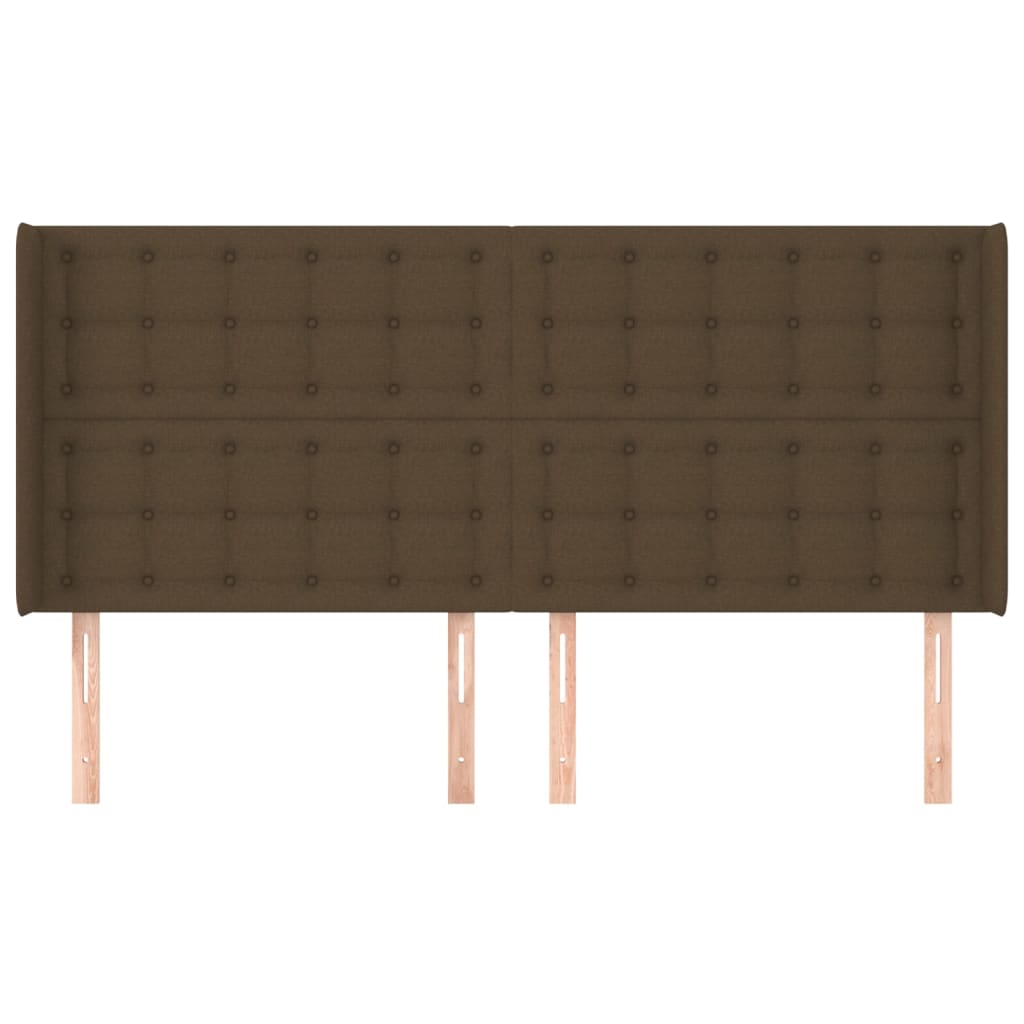 vidaXL Tăblie de pat cu aripioare maro închis 183x16x118/128 cm textil