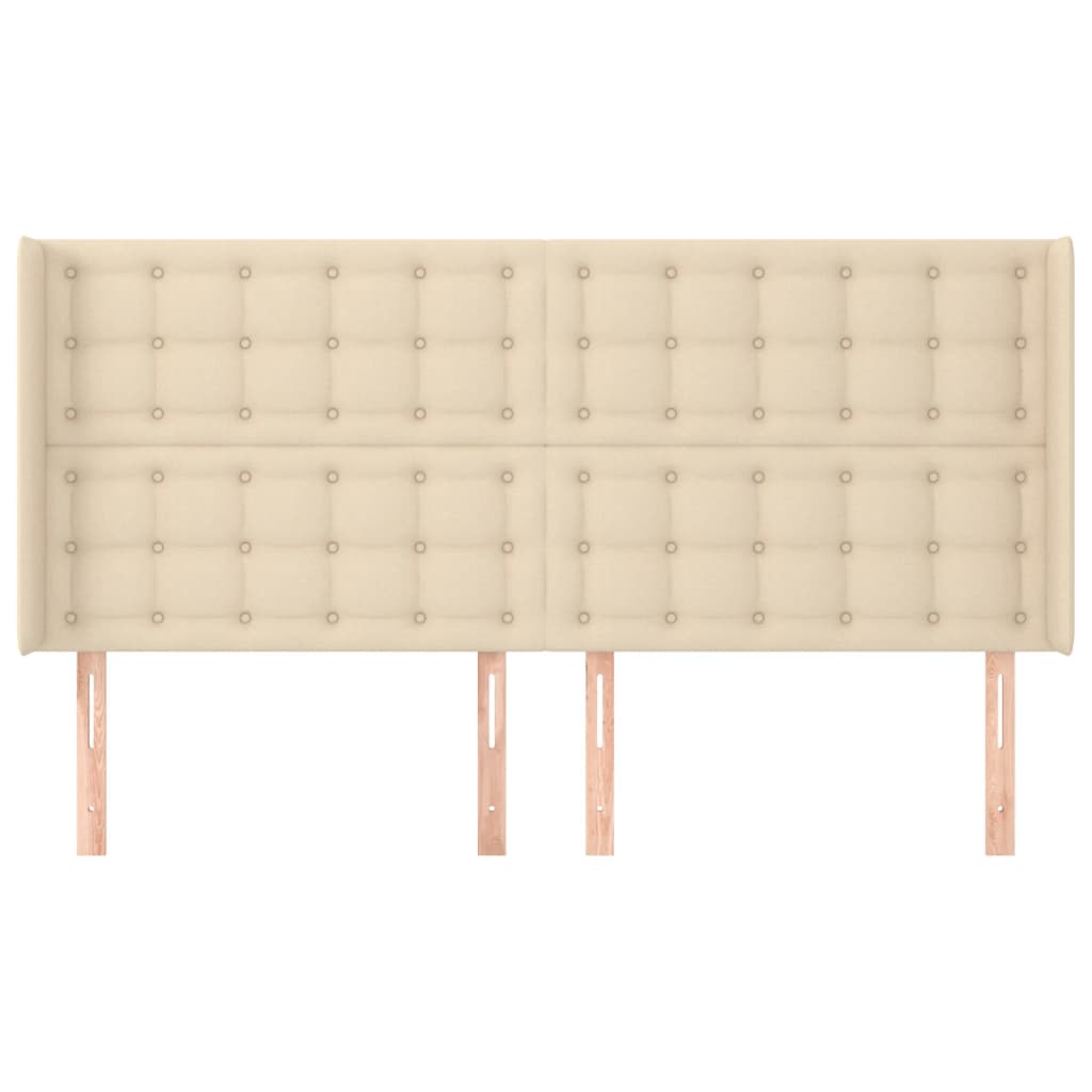 vidaXL Tăblie de pat cu aripioare, crem, 183x16x118/128 cm, textil