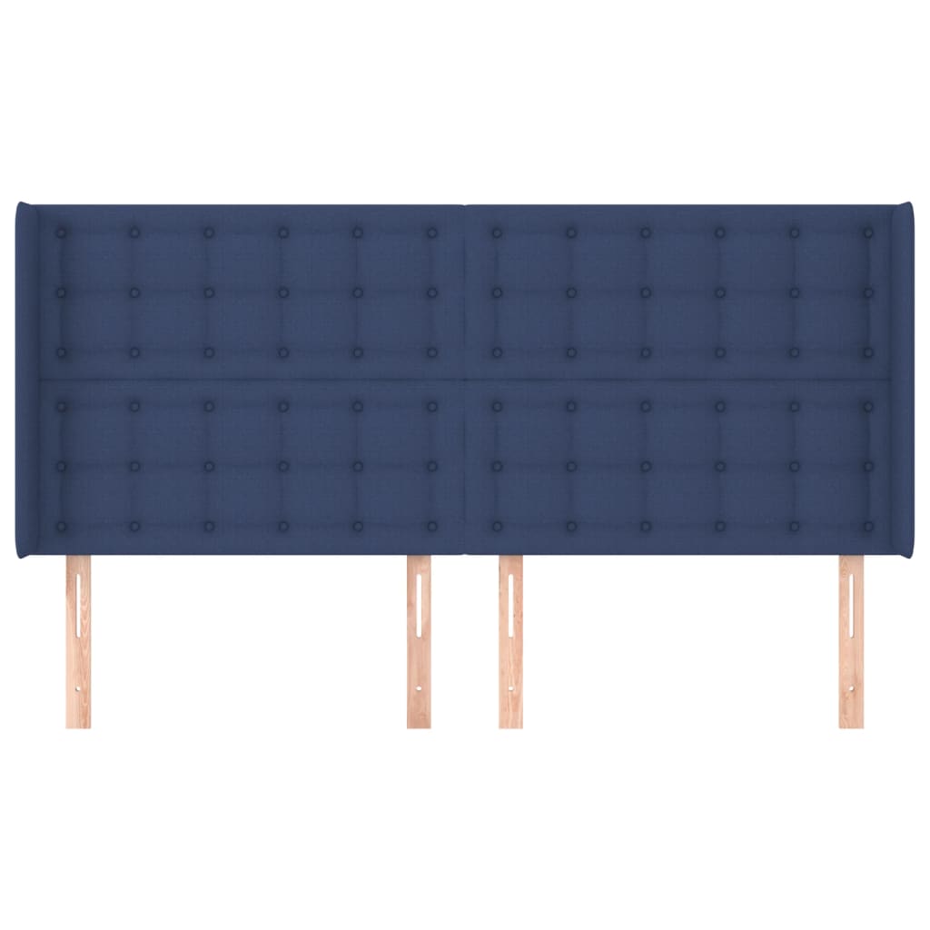 vidaXL Tăblie de pat cu aripioare, albastru, 183x16x118/128 cm, textil vidaXL Tăblie de pat cu aripioare, albastru, 183x16x118/128 cm, textil