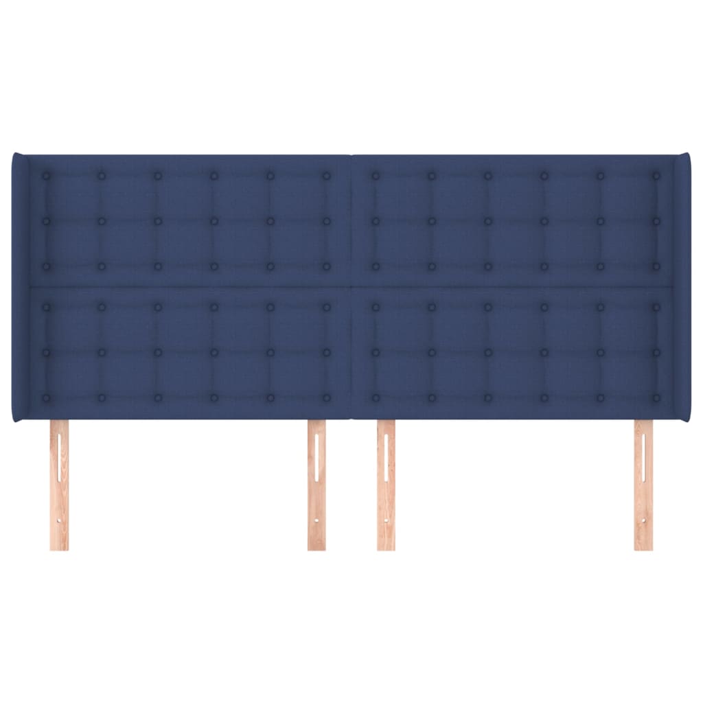 vidaXL Tăblie de pat cu aripioare, albastru, 203x16x118/128 cm, textil vidaXL Tăblie de pat cu aripioare, albastru, 203x16x118/128 cm, textil