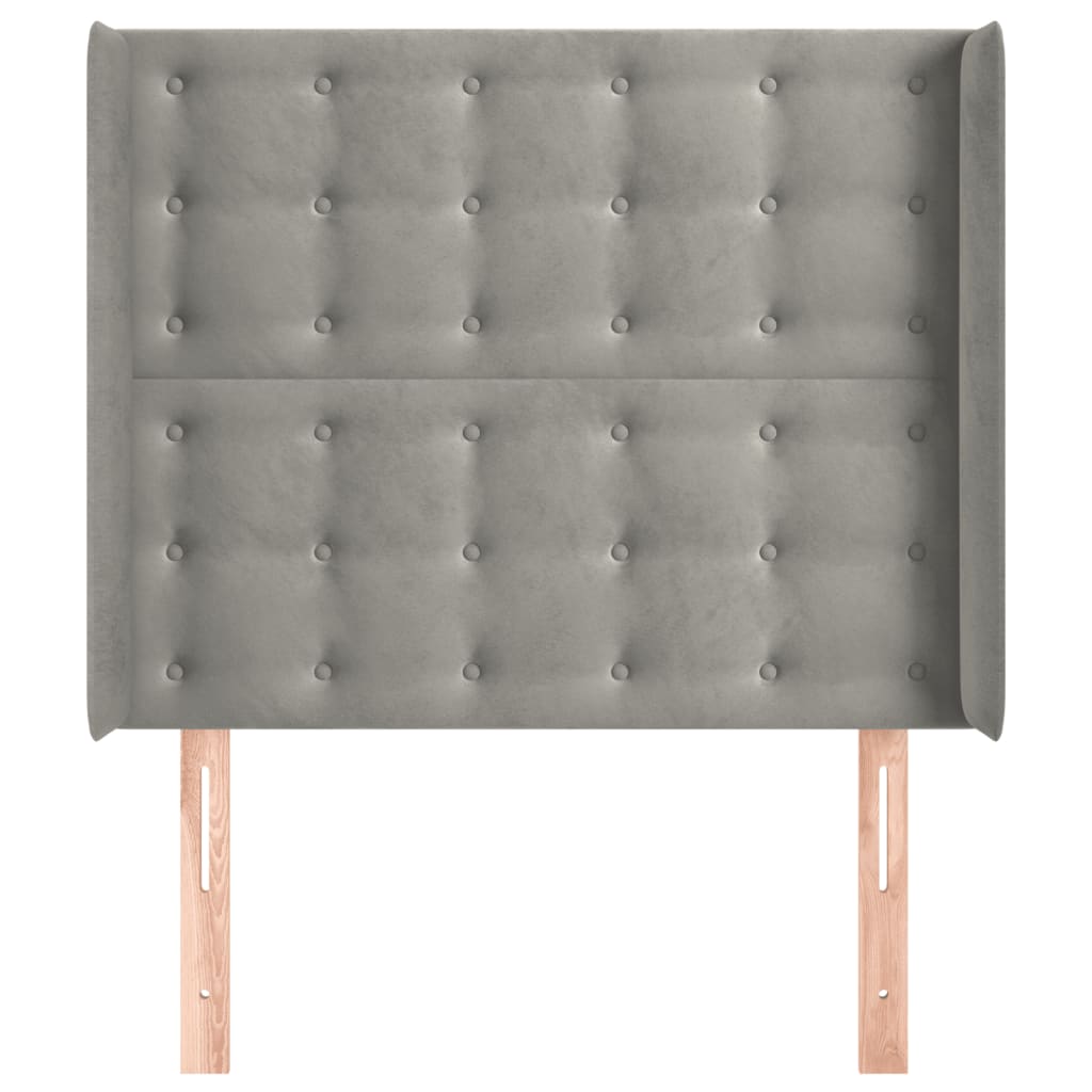 vidaXL Tăblie de pat cu aripioare gri deschis 83x16x118/128 cm catifea vidaXL Tăblie de pat cu aripioare gri deschis 83x16x118/128 cm catifea