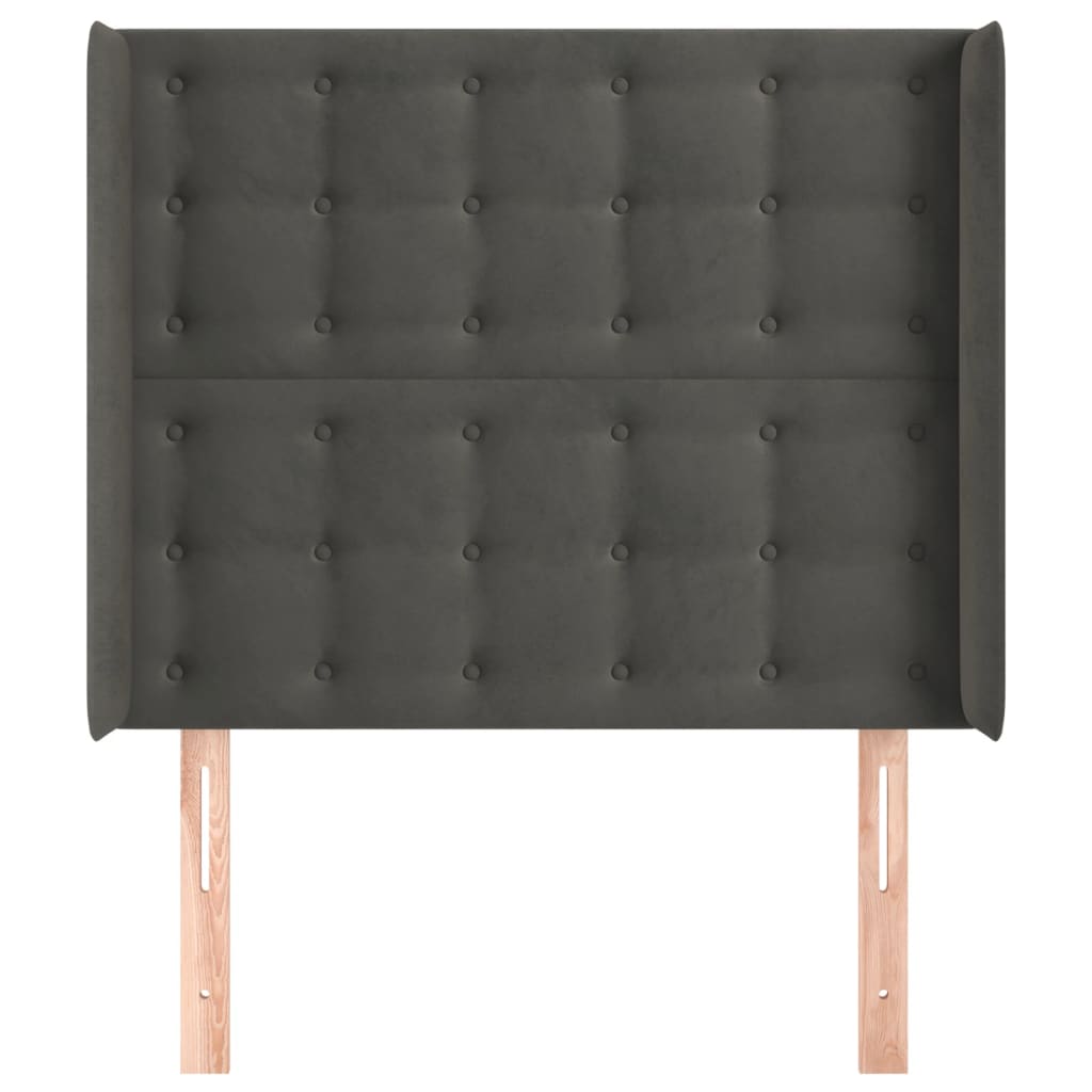 vidaXL Tăblie de pat cu aripioare gri închis 83x16x118/128 cm catifea